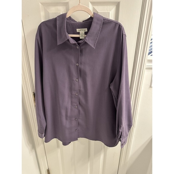 Orvis Other - Orvis Men's XL Purple Solid Long Sleeve Button-Front Point Collar Dress Shirt